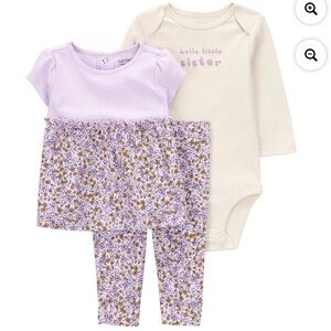 Carter's Child of Mine Baby Set, 3-Pc hello little sister purple floral 0-3